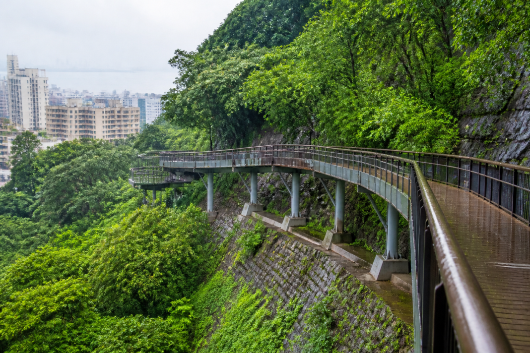 Malabar Hill walkway on a steep Mumbai slope requiring BMC stabilisation work