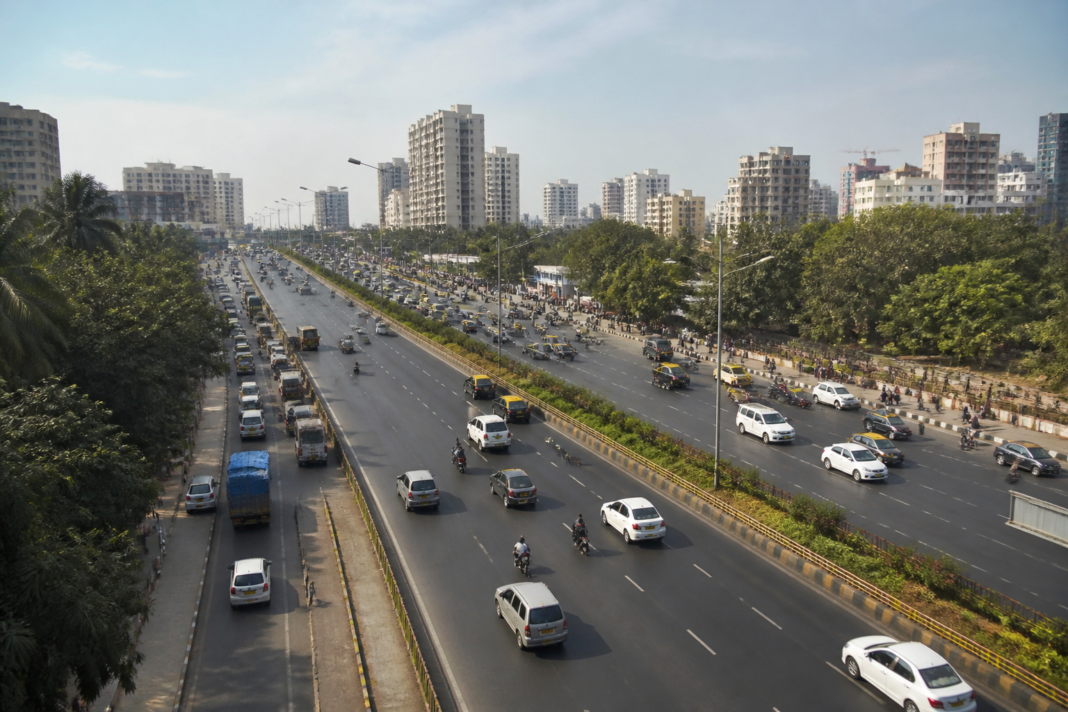 Traffic intersection and urban road infrastructure in Belapur, Navi Mumbai, linked to the rejected parallel road project