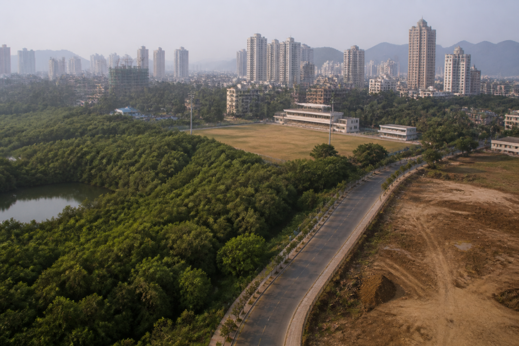Saket ground area near mangroves in Thane, where the NGT ordered a halt to filling activity
