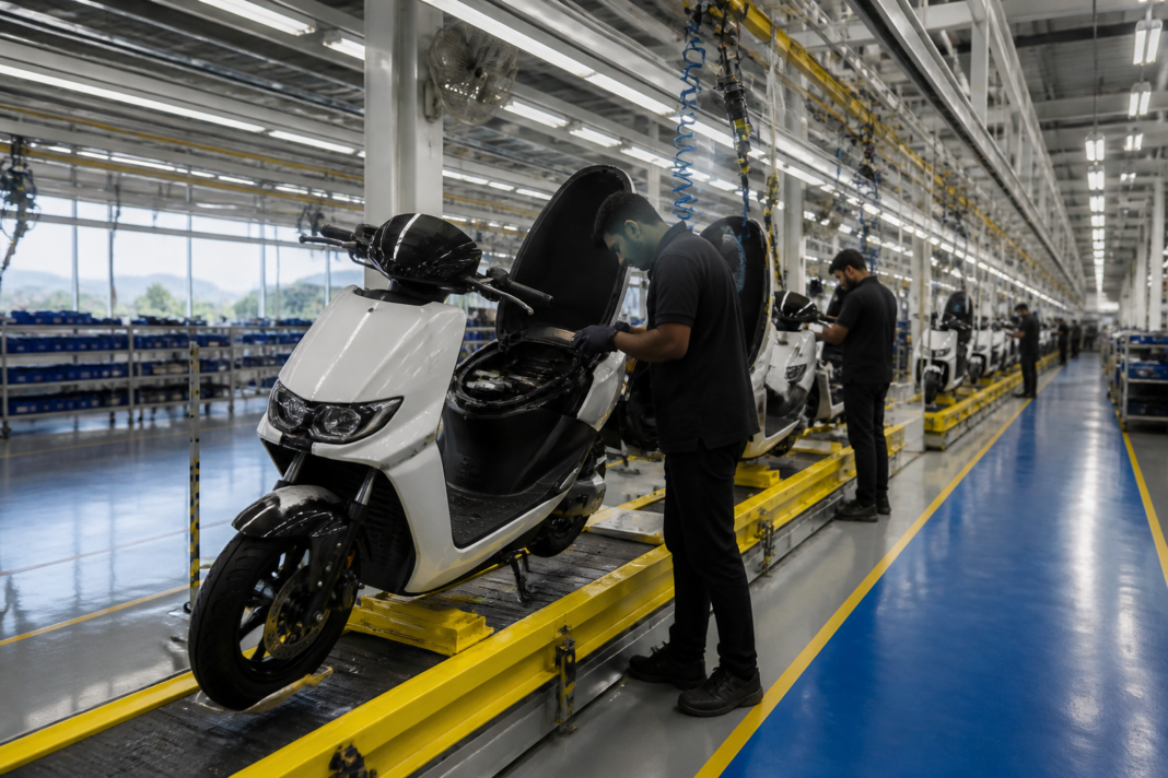 Electric two-wheeler manufacturing facility representing Ultraviolette’s planned Tamil Nadu plant in Hosur