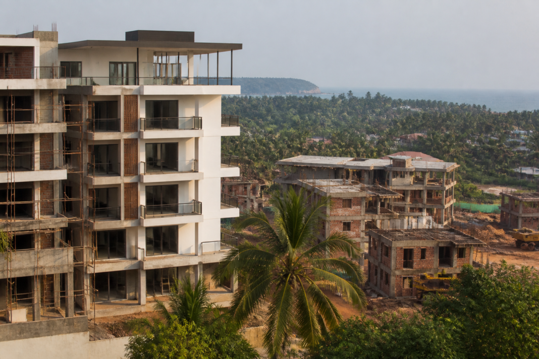 Residential construction and coastal development landscape representing the Goa real estate market