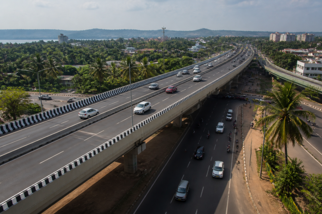 Elevated NH-66 corridor at Porvorim linked to the Mumbai-Goa highway project