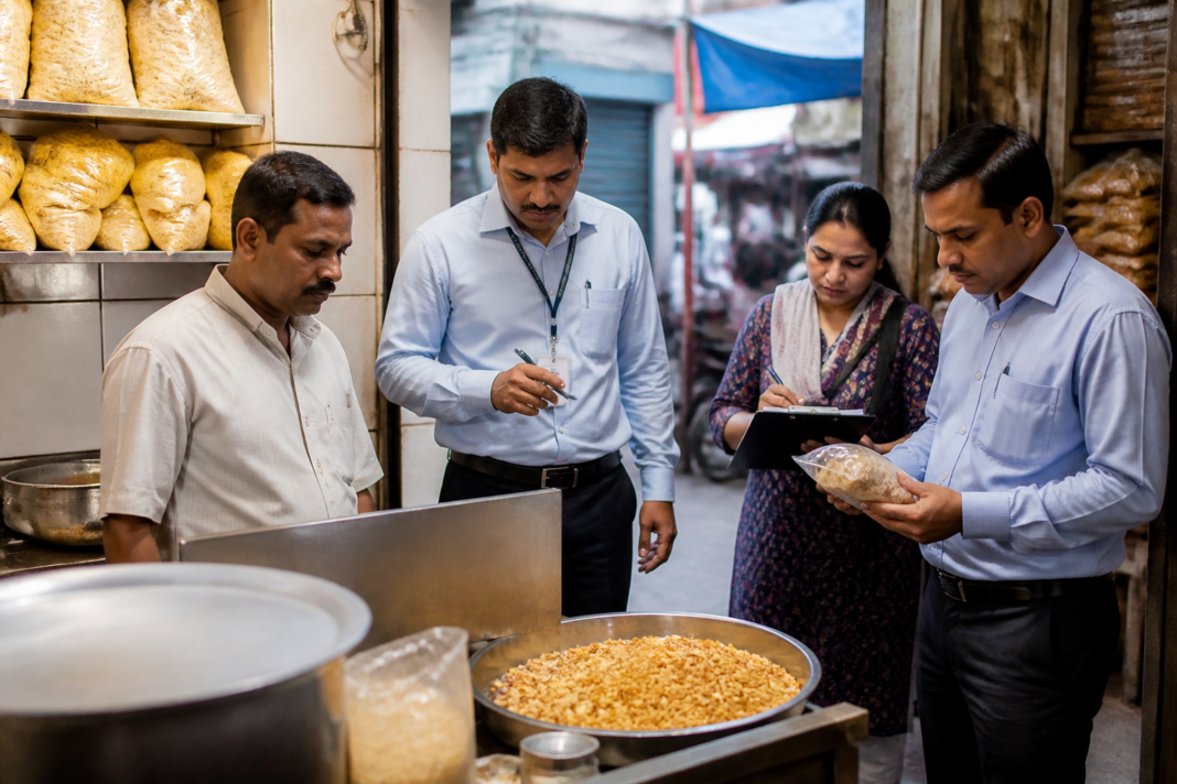 Food safety inspection at a Mumbai snack shop following Mumbai food licence suspensions over hygiene violations