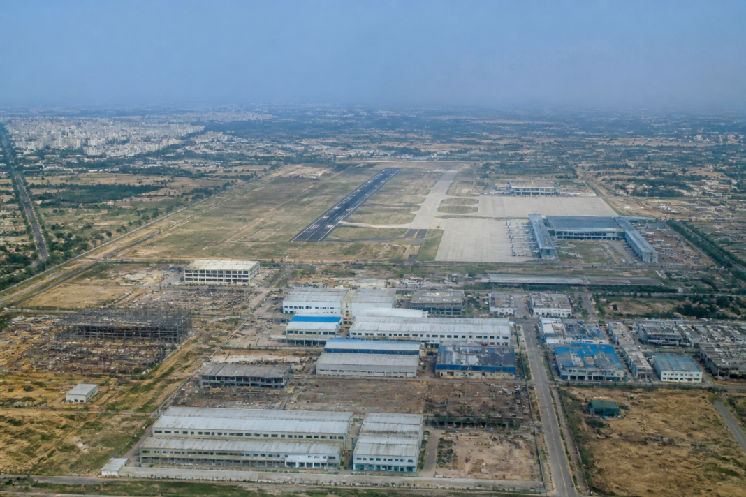 Noida International Airport area planned for a civil aviation hub and aviation manufacturing zone