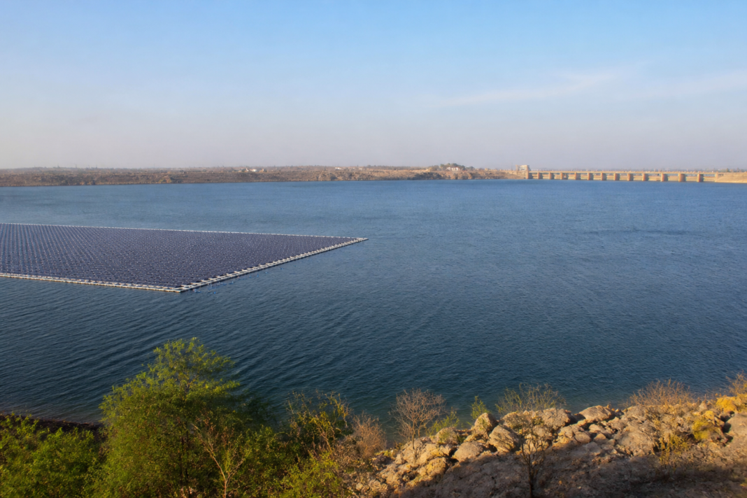 Reservoir landscape in Telangana representing proposed floating solar projects to meet rising power demand