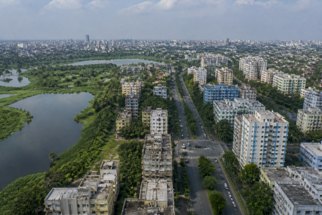 Salt Lake Kolkata urban neighbourhoods built on reclaimed wetland land