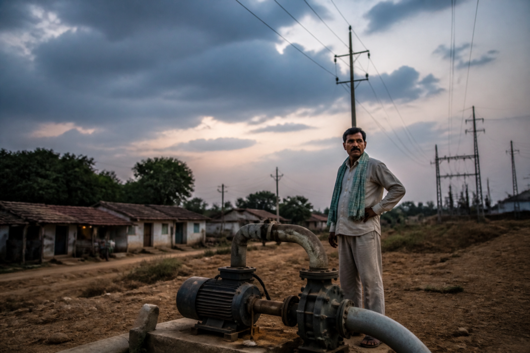 Karnataka power crisis causing electricity cuts in a rural area with agricultural pump infrastructure