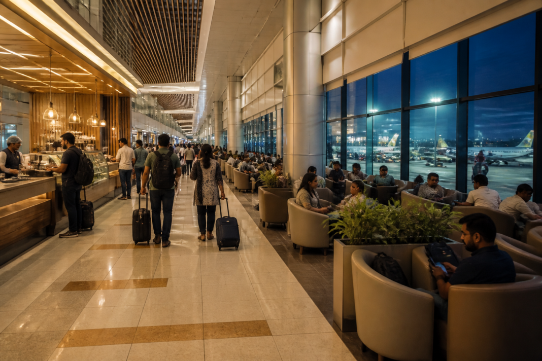 Kolkata airport lounge expansion and international terminal retail area