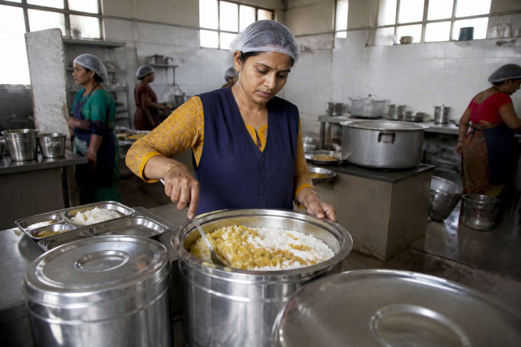 Kolkata mid-day meal served to students in a government-aided school