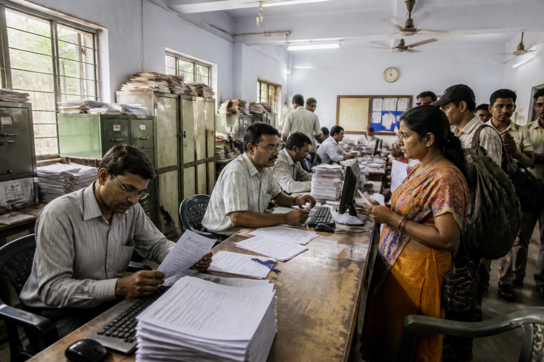 West Bengal voter list documents being processed at an electoral office