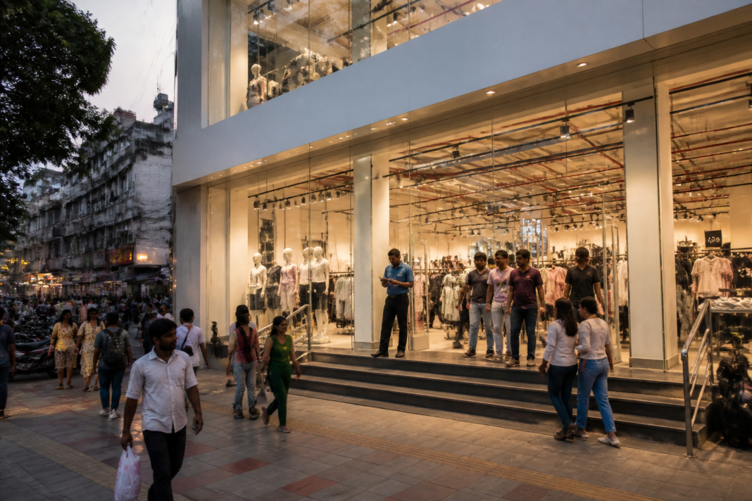 Zudio 1,000 stores milestone represented by a busy branded fashion outlet in an Indian city