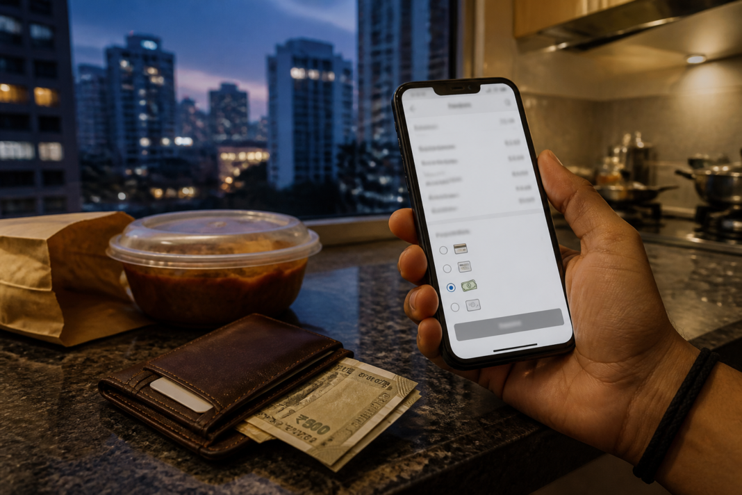 Zomato cash on delivery fee shown on a food delivery order checkout