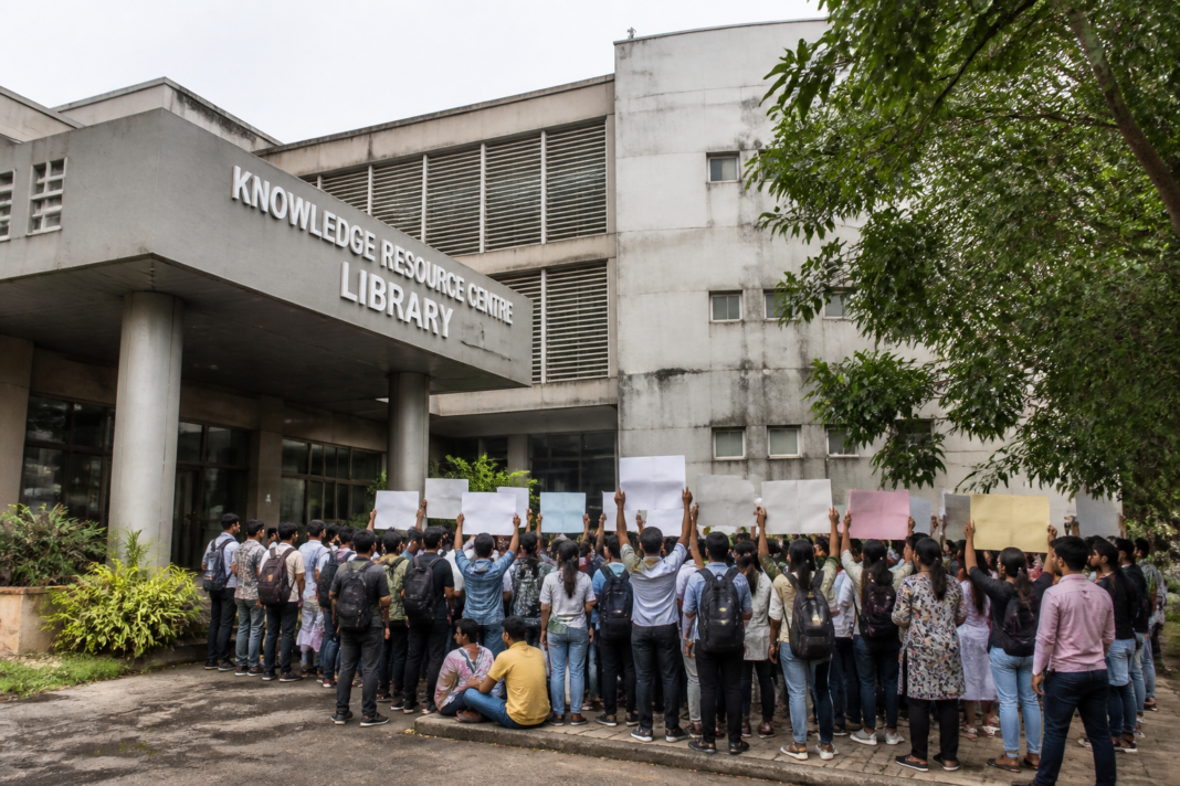 Mumbai University library at the Kalina campus, where students raised concerns over failing amenities