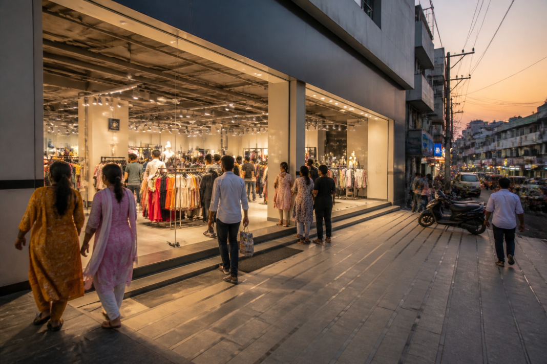 Zudio 1,000 stores milestone represented by a busy value-fashion retail outlet in an Indian city