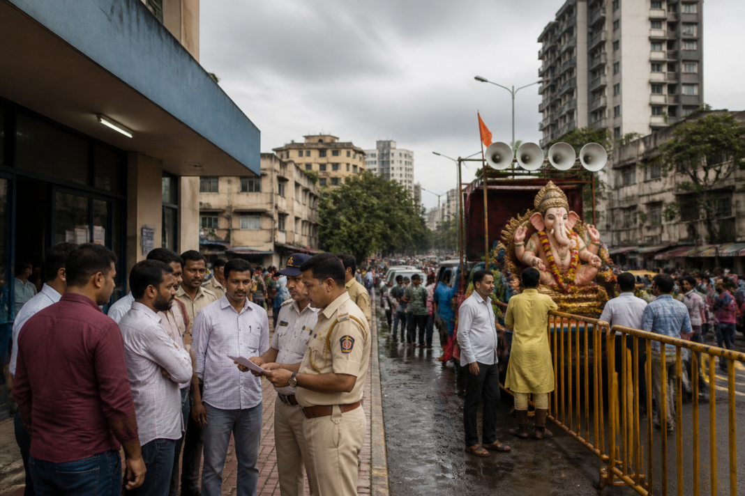 Thane Ganeshotsav noise pollution concerns during a public procession with loudspeakers