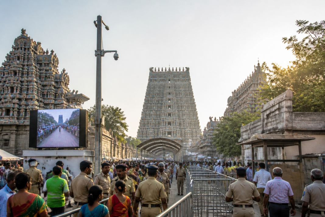 Madurai temple consecration preparations at the Meenakshi Sundareshwar Temple