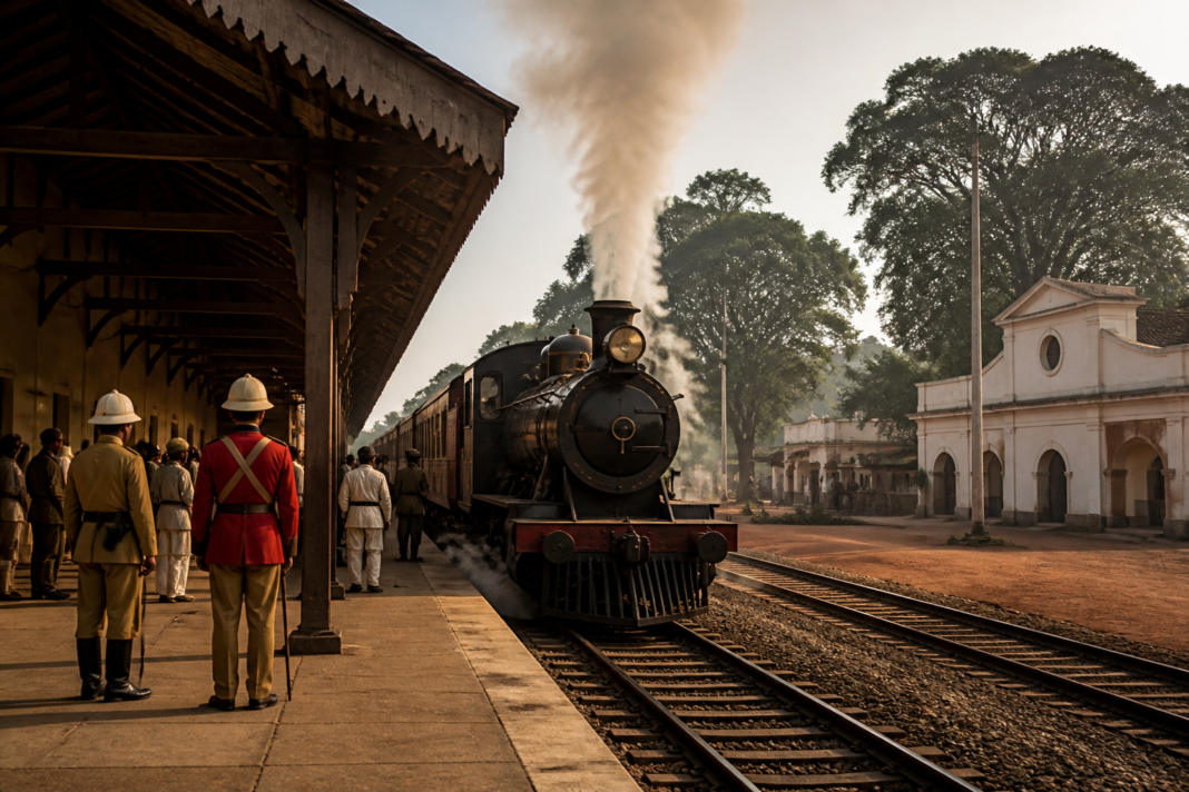 Bengaluru railway history shown through a historic-style view of Cantonment station and a steam train