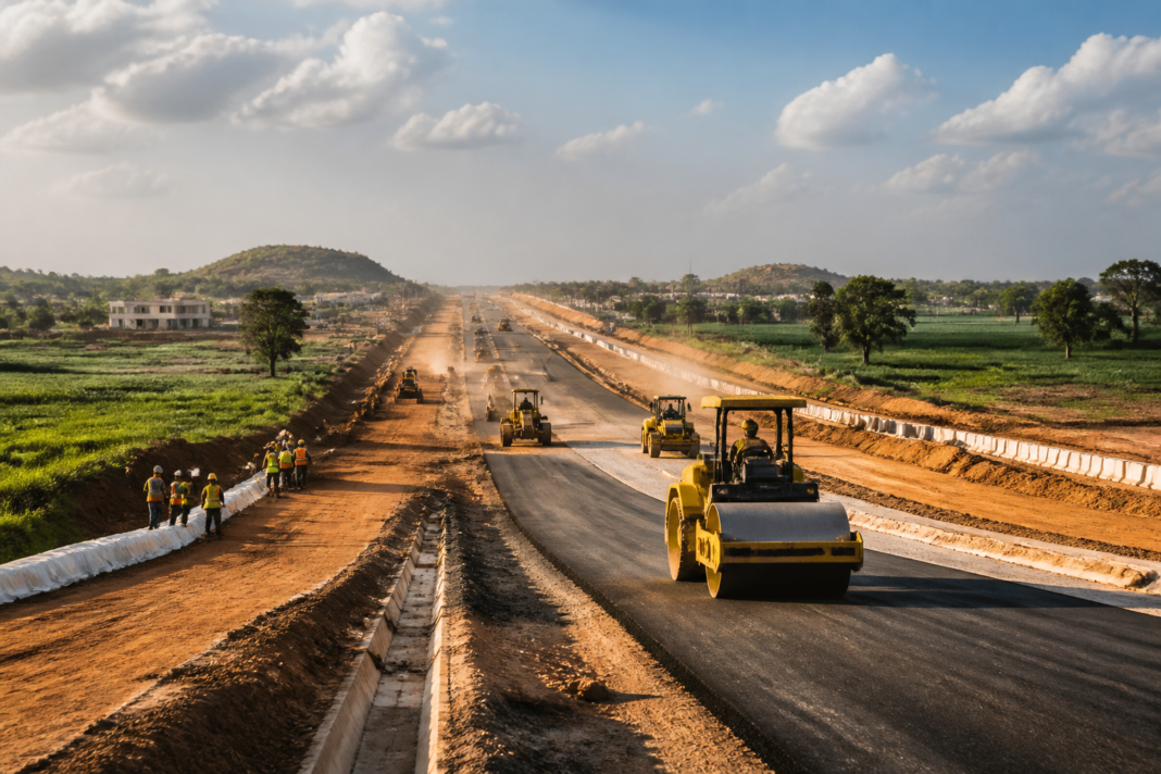 Nagpur Warangal Highway corridor under construction in Telangana
