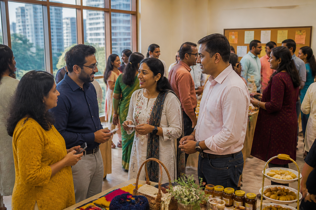 Bengaluru Marathi community members meeting at a neighbourhood cultural and networking event