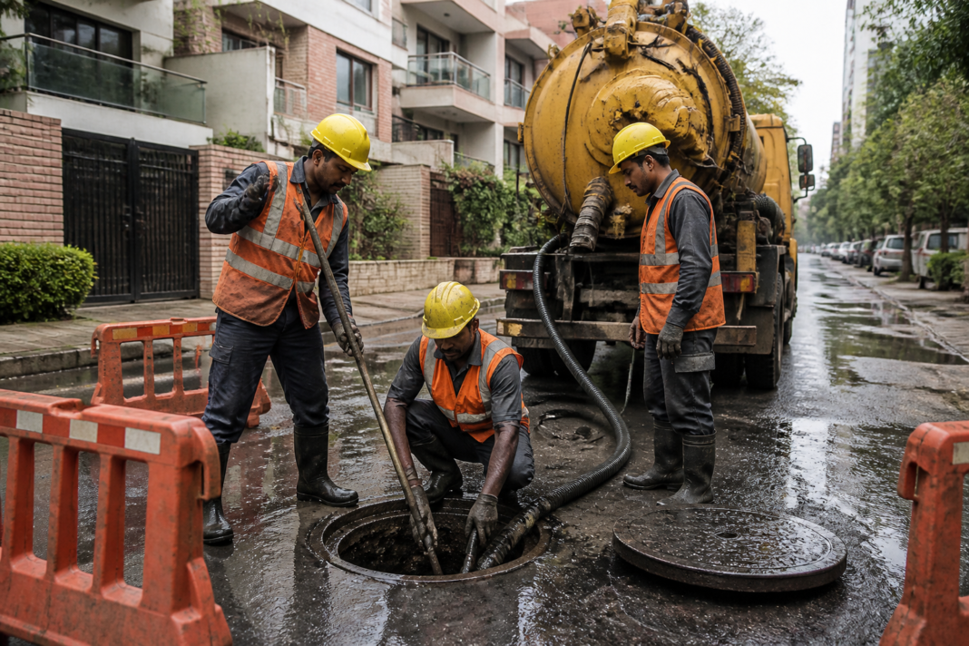 New Friends Colony sewer cleaning work following prolonged overflow in south Delhi