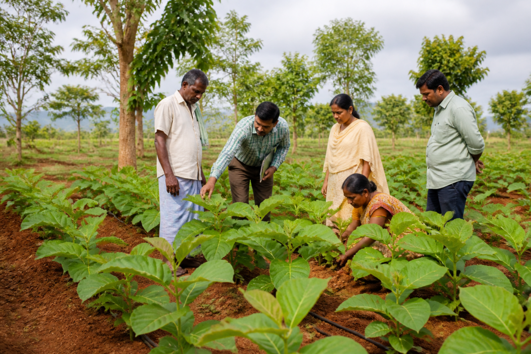 Teak clones Tamil Nadu plantation seedlings in a demonstration plot