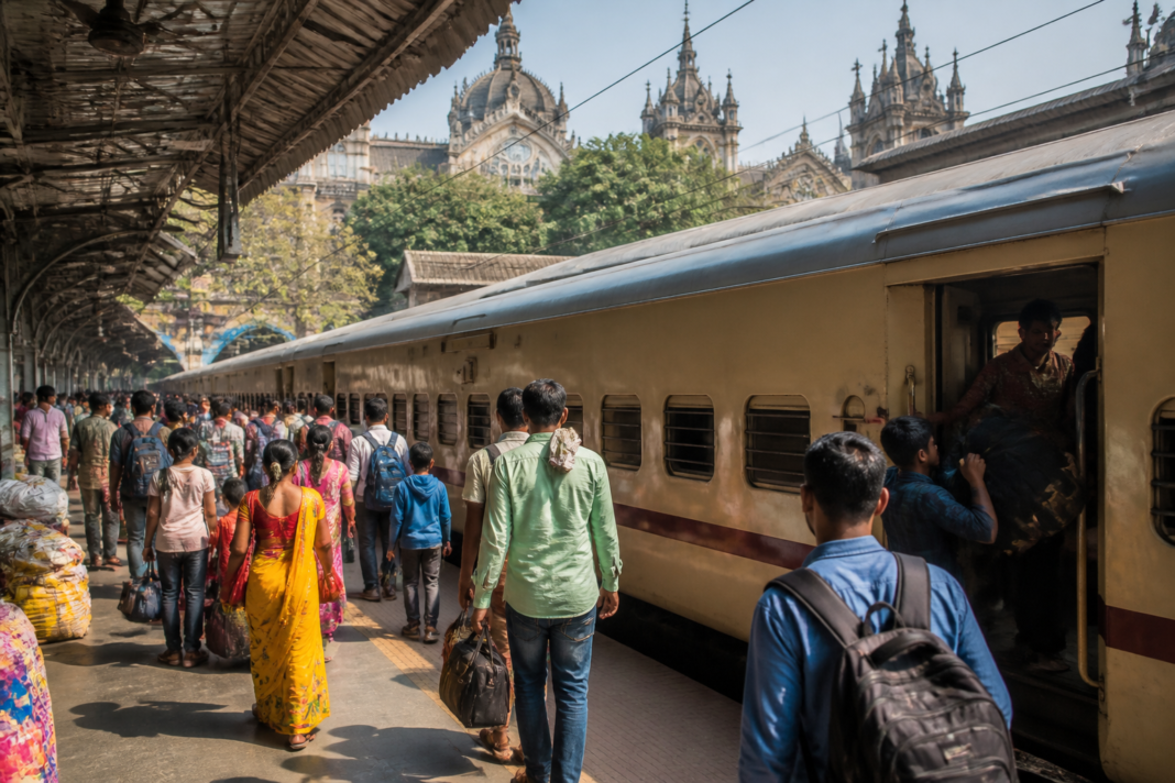 Namo Express special train departing CSMT with Ganeshotsav passengers travelling to Konkan