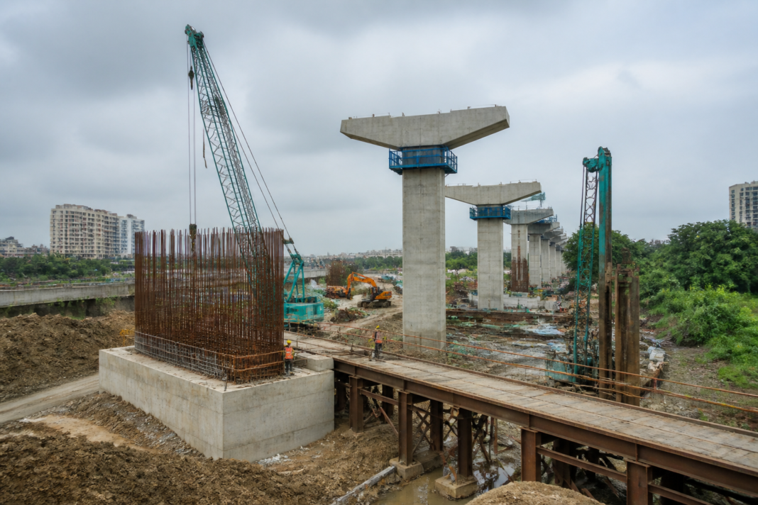 Construction work on the Dahisar-Bhayandar Link Road near the Bhayandar Interchange