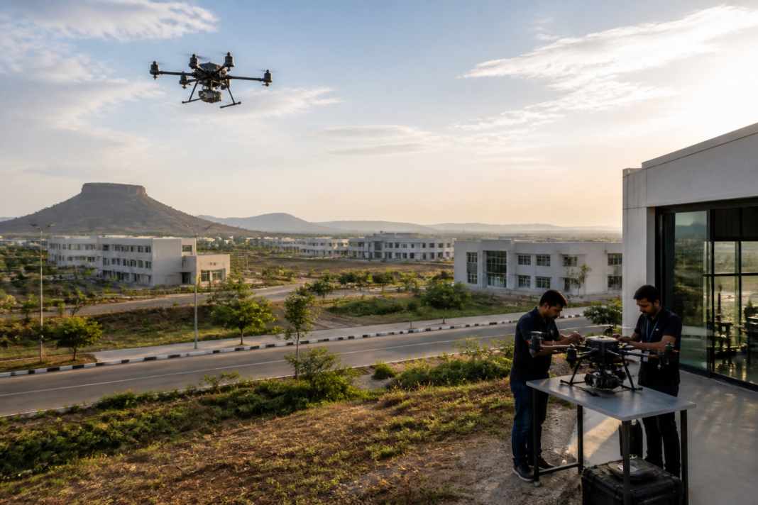Kurnool Drone City development represented by a drone research and testing facility in Andhra Pradesh