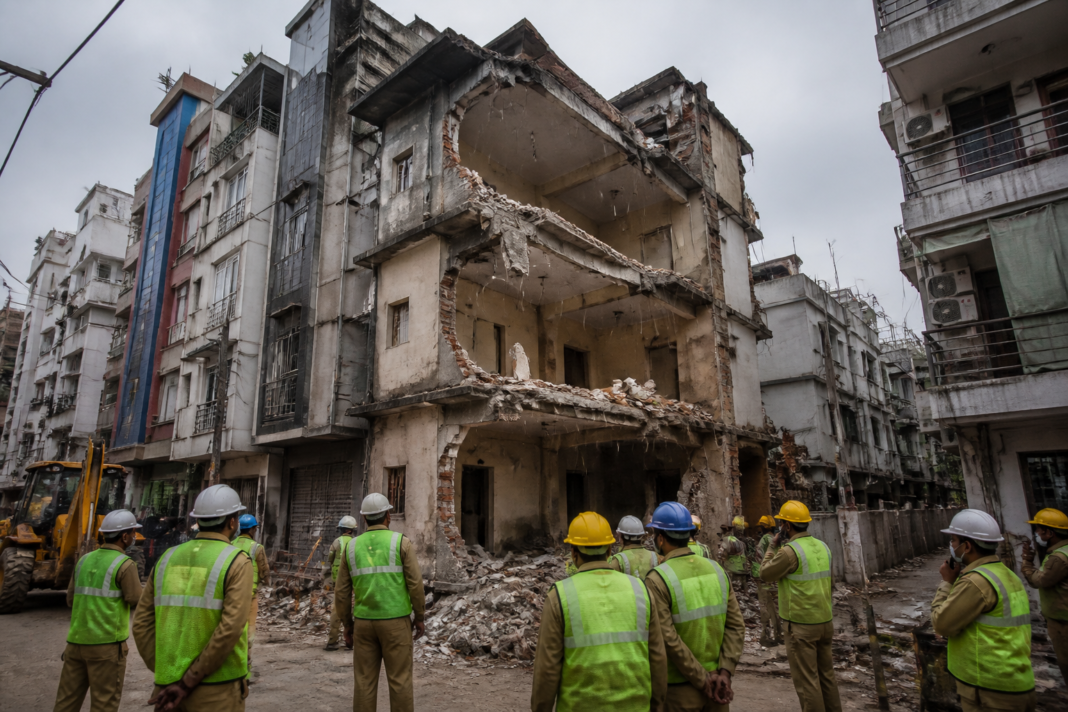 MCD demolition drive targeting unsafe Delhi PG buildings after the Satya Niketan collapse