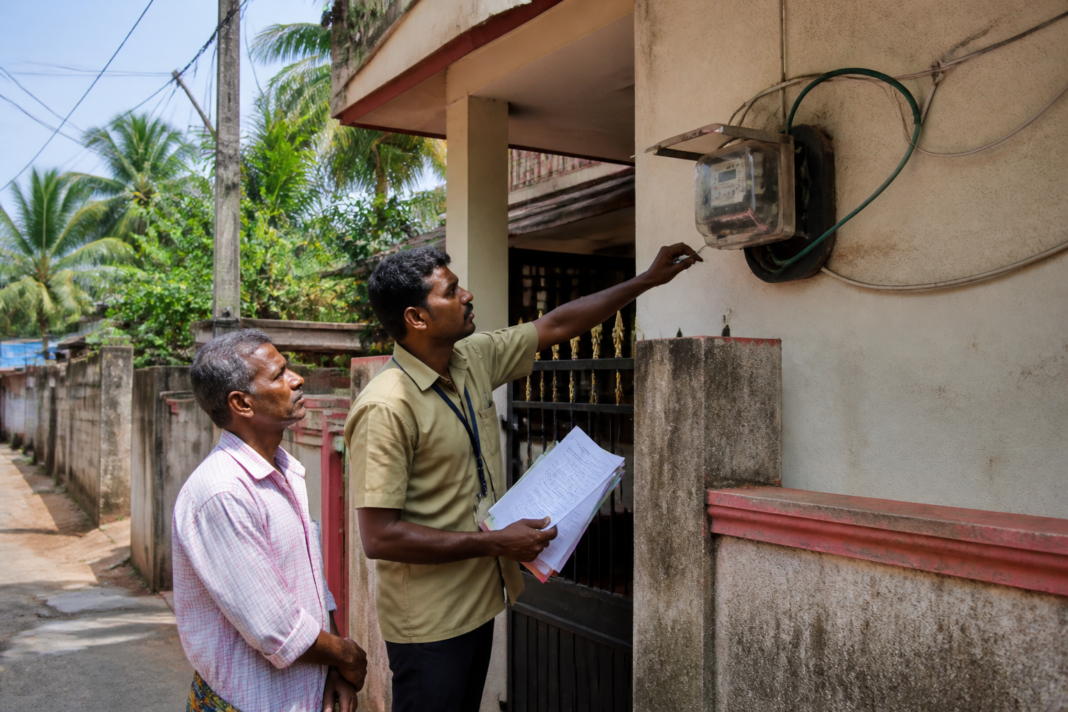 MESCOM electricity meter at a home during the Gruha Jyothi scheme verification drive