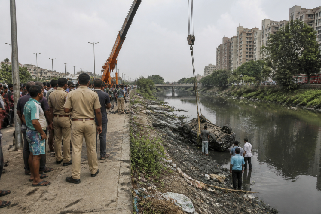New Town car accident scene beside the Bagjola canal near Jatragachi bridge
