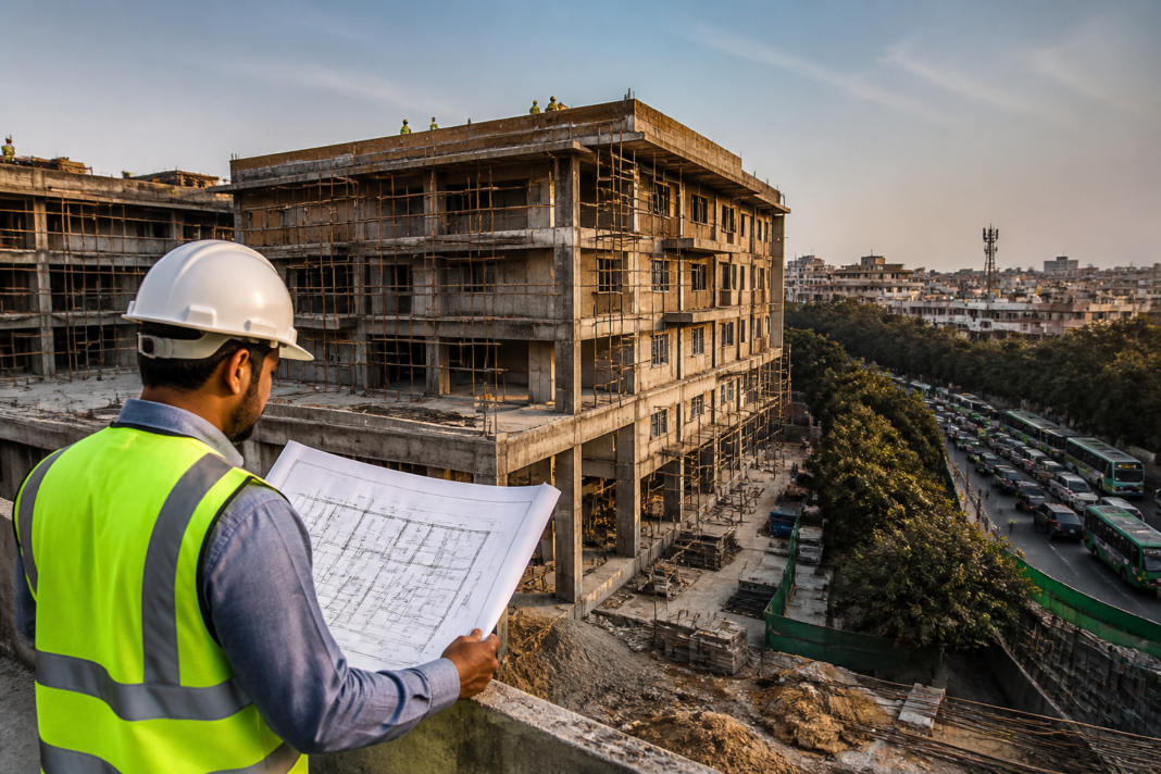 Delhi forensic science lab project site concept showing a modern forensic facility in Sheikh Sarai