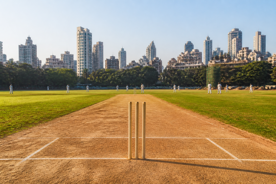 Restored Azad Maidan cricket pitches in Mumbai after Metro 3 construction work.