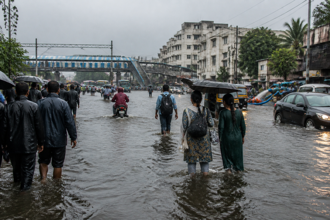 Vasai-Virar rain causing waterlogging near Nalasopara railway station