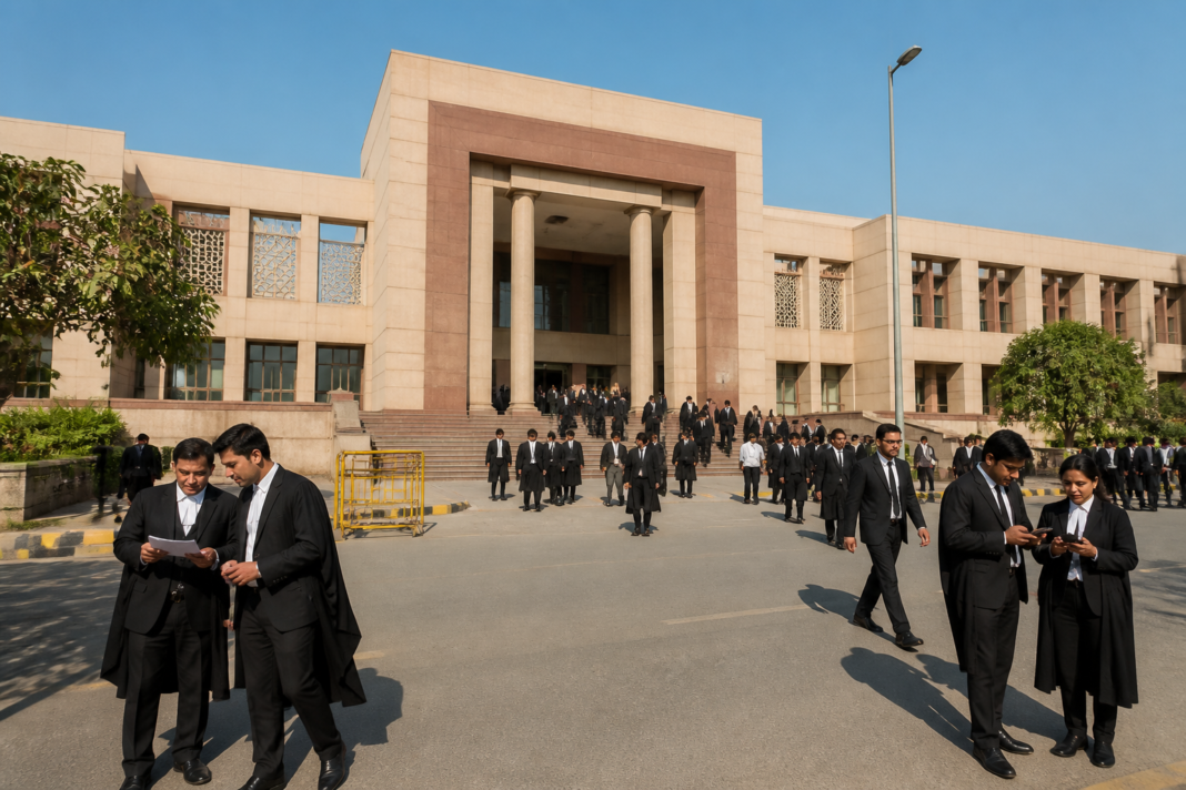 Gurugram district court complex representing the bar association election and court infrastructure