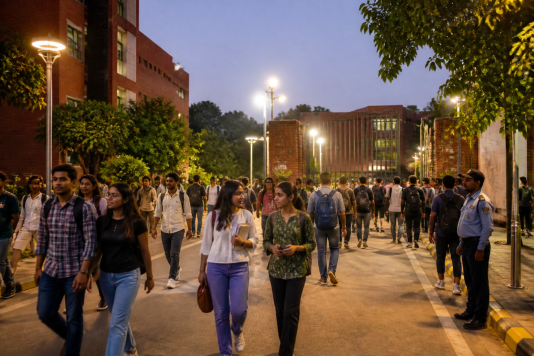 DUSU election manifesto highlighting safe student housing and campus safety at Delhi University