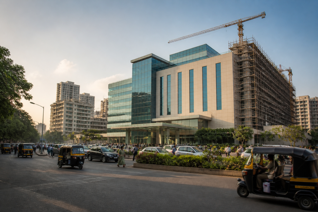 Manipal Hospitals expansion represented by a modern hospital campus in Mumbai