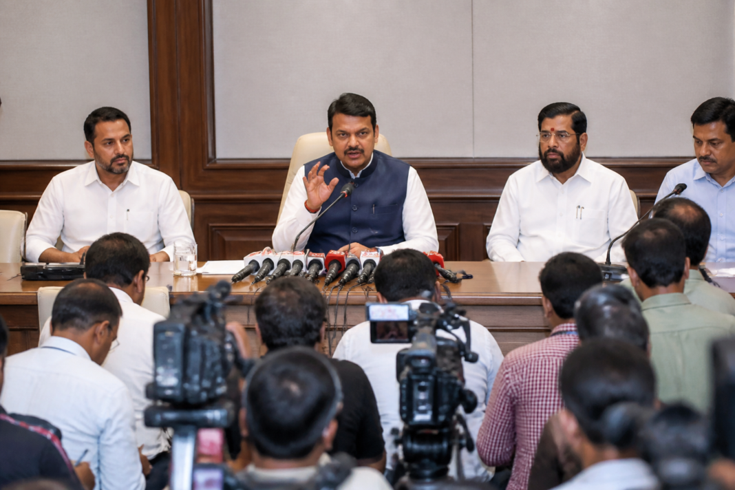 Amit Shah speaking at a Mumbai press conference about the Uniform Civil Code