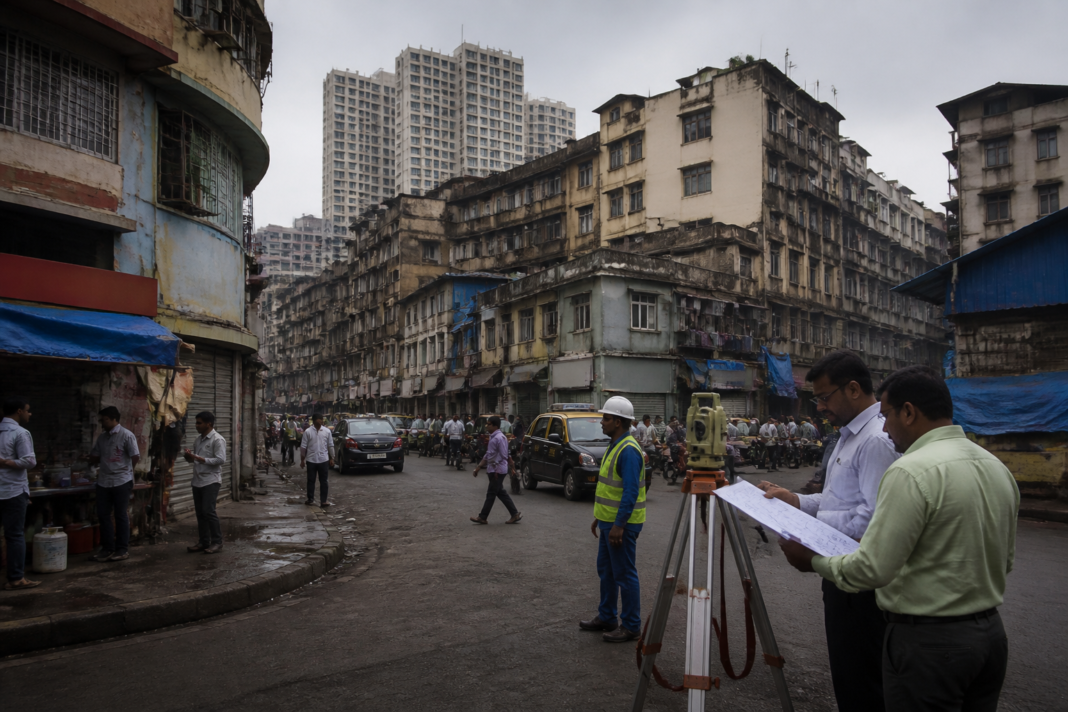 Kamathipura redevelopment area in South Mumbai with dense buildings and streets