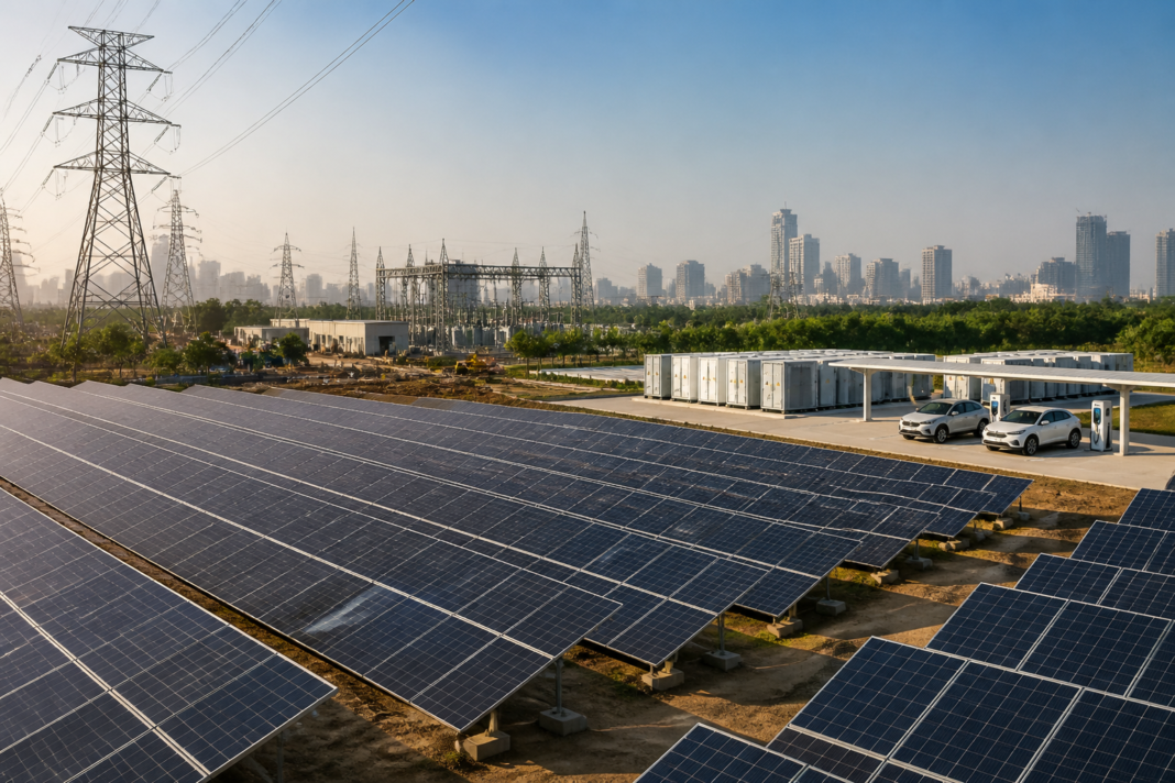 BRICS green energy cooperation represented by solar panels, power grids and clean-energy infrastructure