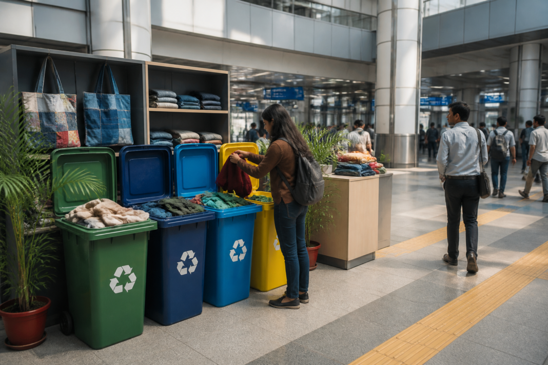 Delhi Metro Arpan Centre collecting old clothes for recycling and upcycling