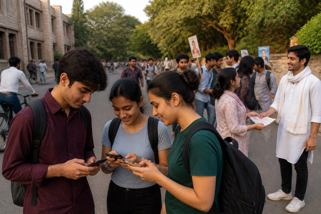 DUSU elections 2026 campaign reel viewed by Delhi University students on smartphones