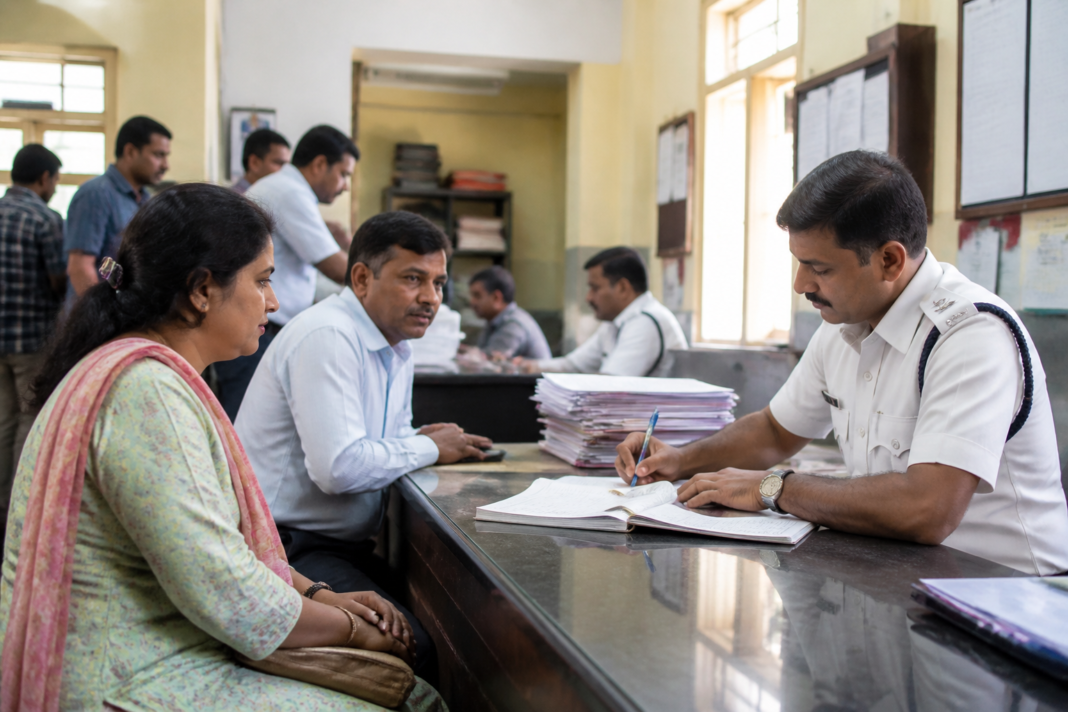 Kolkata Police grievance redressal desk for residents filing complaints at a divisional office