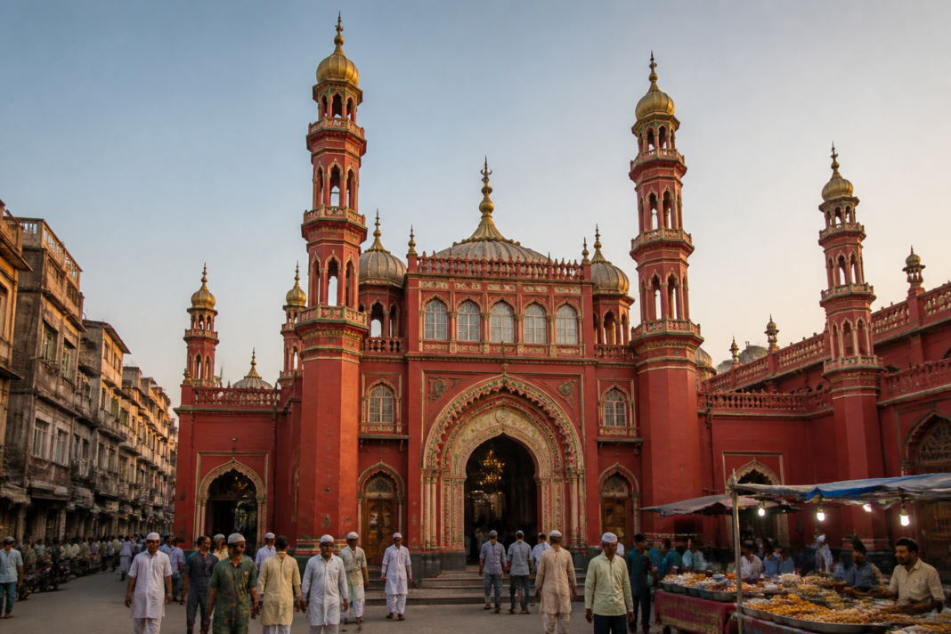 Nakhoda Masjid on Chitpore Road, Kolkata, marking its 100-year architectural heritage.