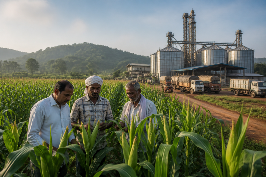 Farm-to-market supply chains linking popcorn cultivation and processing in India