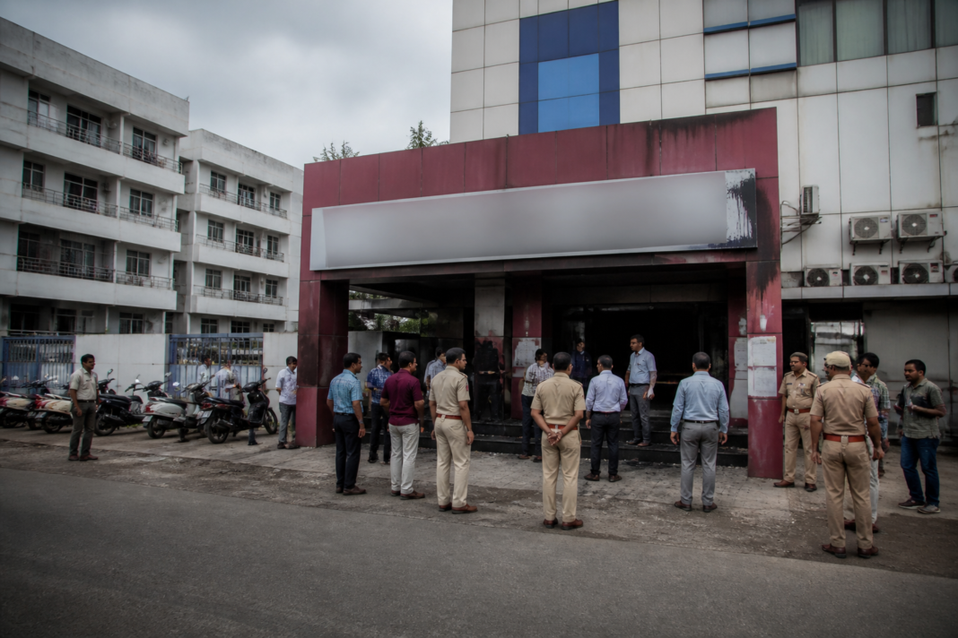 Palghar hospital exterior linked to a vandalism case and police investigation