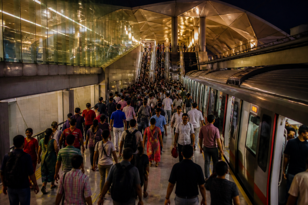 Mumbai Ganesh Chaturthi 2026 crowds near a metro station during extended festival services