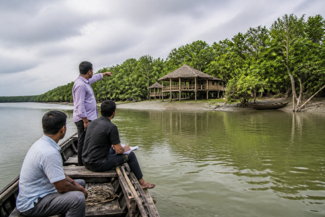 Sundarbans tourism landscape near an island considered for a five-star hotel proposal