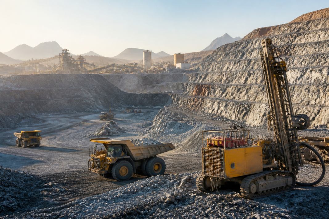 Solar Industries Omnia acquisition represented by mining blasting equipment at an industrial quarry