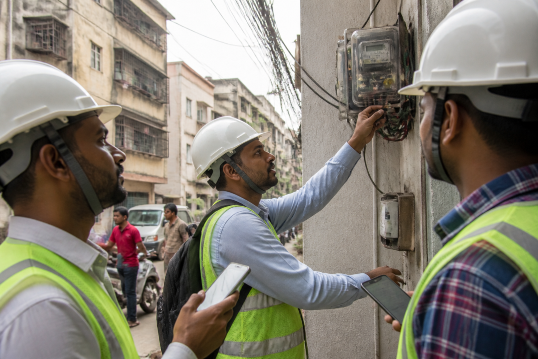 Mahavitaran team inspecting an electricity meter during Maharashtra electricity theft enforcement